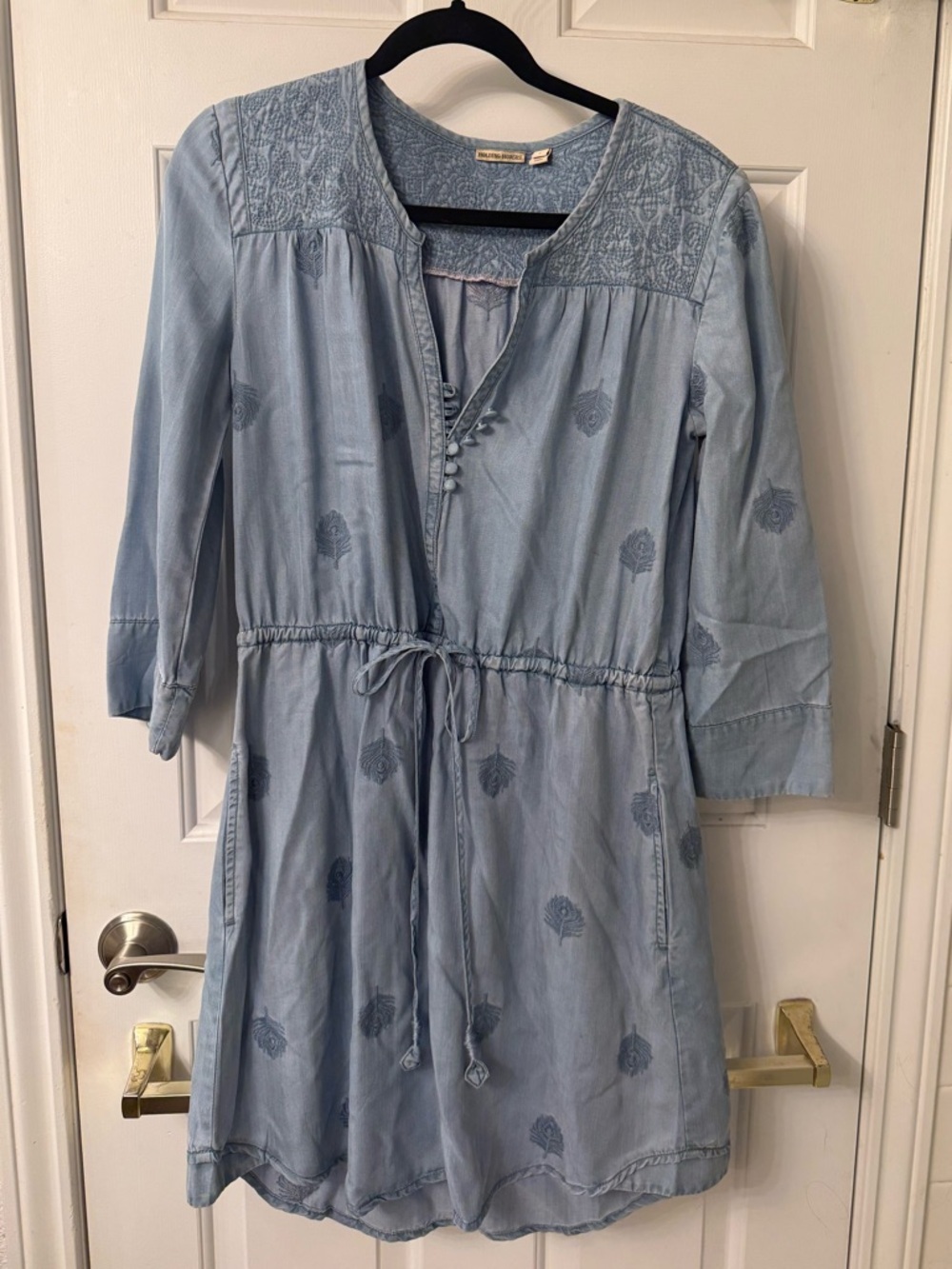 HOLDING HORSES Light Blue Embroidered Dress
